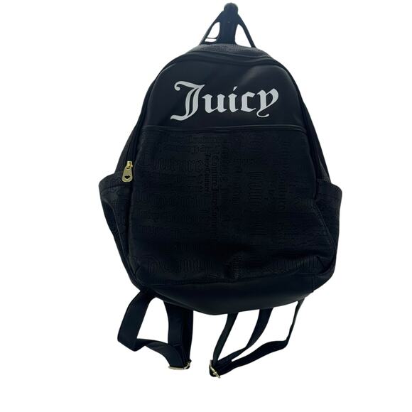 Juicy Couture Los Angeles Faux Leather Black Logo Backpack Black Size 16 NWOT main image 6
